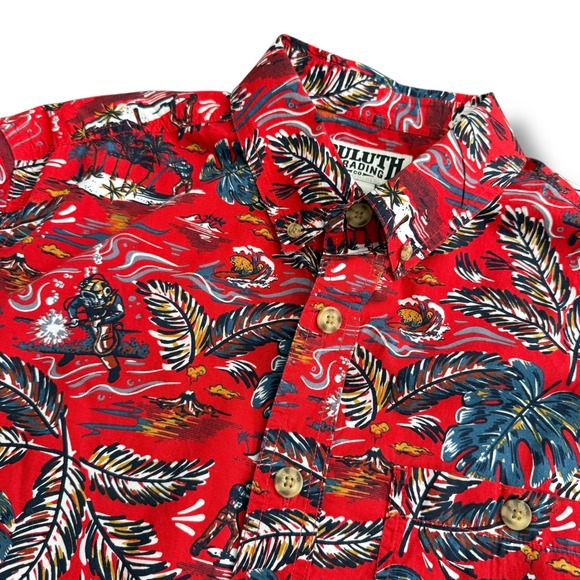 Duluth Trading Co Other - Duluth Trading Co Mens‎ M Short Sleeve Button Up Shirt Hawaiian Print Red